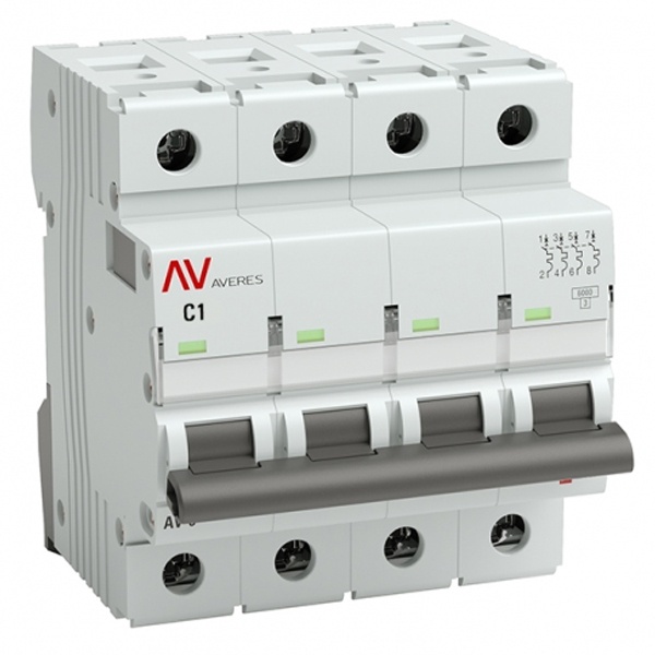 Выключатель автоматический EKF AVERES AV-6 1A (C) 4P трехфазный 6kA