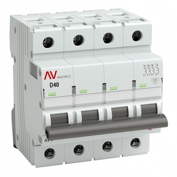 Выключатель автоматический EKF AVERES AV-6 40A (D) 4P трехфазный 6kA