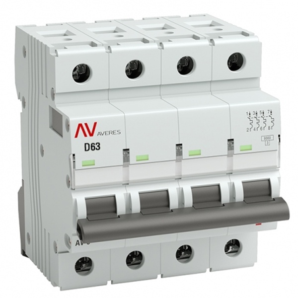 Выключатель автоматический EKF AVERES AV-6 63A (D) 4P трехфазный 6kA