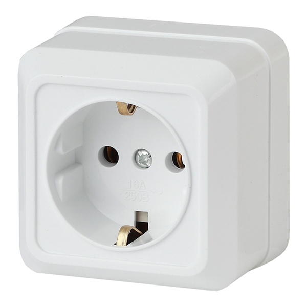 Накладная розетка Intro Quadro 2P+E Schuko 16А-250В IP20 белый 2-202-01 (5055945566079)