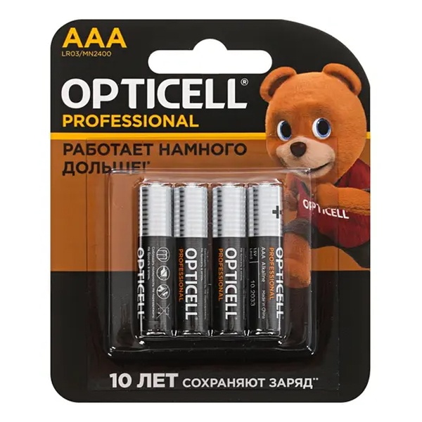 Батарейка AAA Opticell Basic LR03 MN2400 1,5V алкалиновая (упаковка 4шт) Б0062689 / 6911332375343