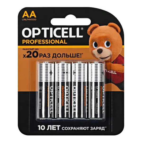 Батарейка AA Opticell LR6 Basic MN1500 1,5V алкалиновая (упаковка 4 шт) Б0062706 / 6911332375640