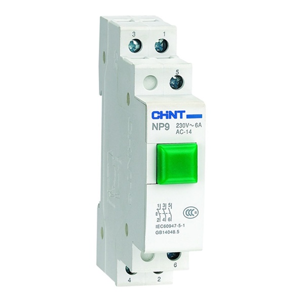 Кнопка модульная Chint NP9-10/1 16А 1НО без подсветки, зеленая