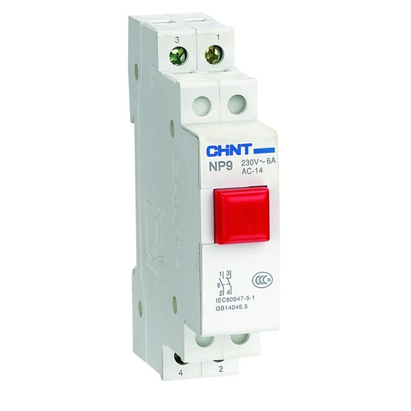 Кнопка модульная Chint NP9-01/2 16А 1НЗ без подсветки, красная
