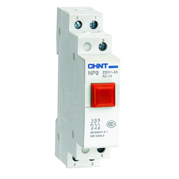 Кнопка модульная Chint NP9-22/2 16А 2НО+2НЗ без подсветки, красная