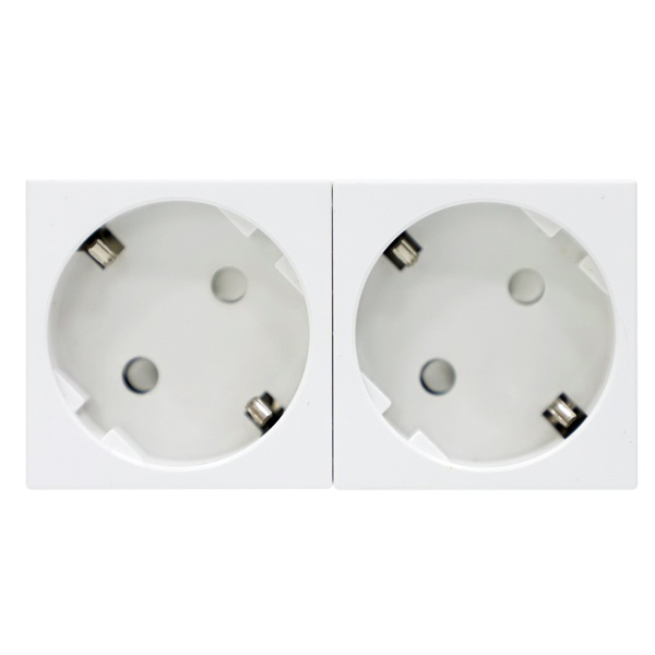 Розетка Donel 2х2К+З безвинтовой зажим со шторками 45 град. 4 модуля 90х45мм белый