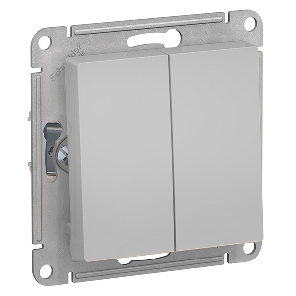 Двухклавишный перекрестный переключатель SE AtlasDesign 10A, алюминий