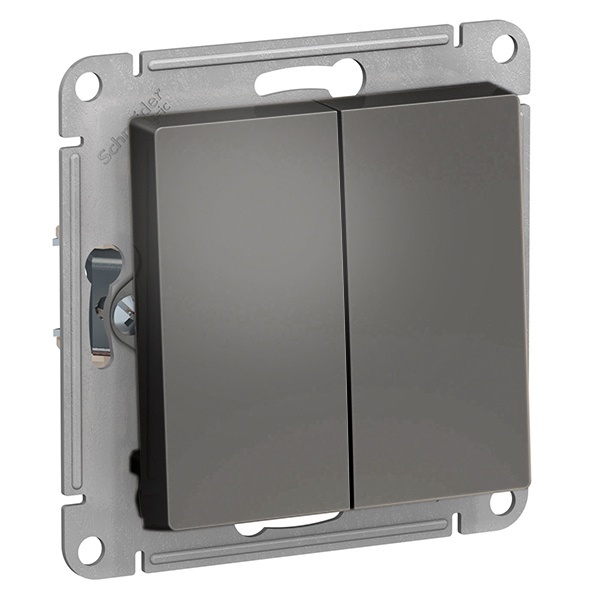 Двухклавишный перекрестный переключатель SE AtlasDesign 10A, сталь