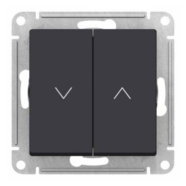 Двухклавишный кнопочный выключатель для управления жалюзи SE AtlasDesign 10A, карбон