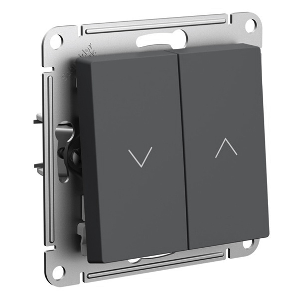 Двухклавишный кнопочный выключатель для управления жалюзи SE AtlasDesign 10A, базальт
