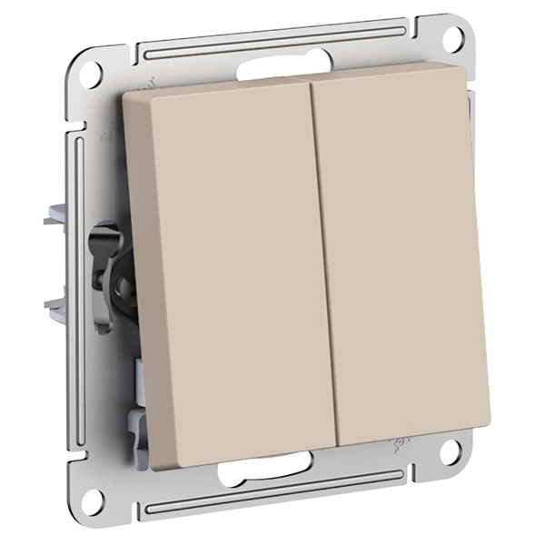 Двухклавишный перекрестный переключатель SE AtlasDesign 10A, песочный