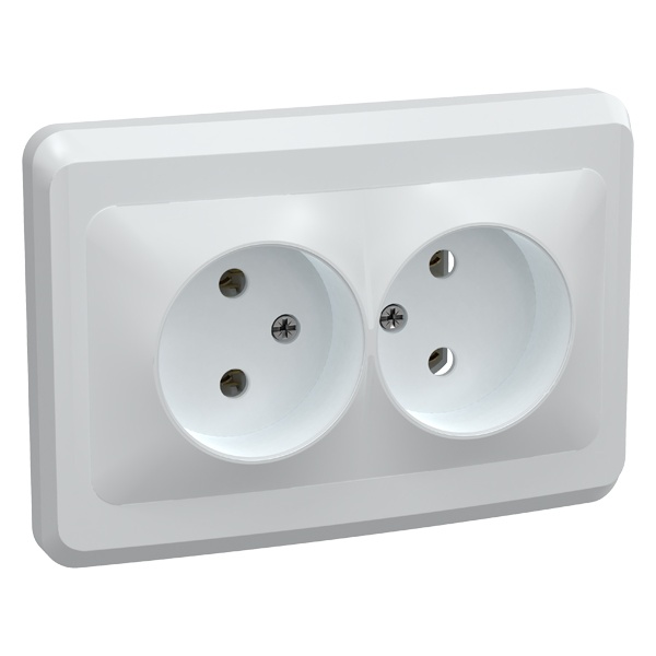 Розетка двойная 2х2P без шторок Generica ВЕГА 10А белый (РС12-2-ВБ)