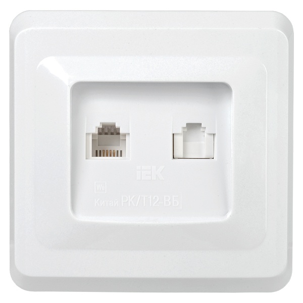 Розетка 2-местная компьютерная и телефонная RJ11/RJ45 Cat5e Generica ВЕГА белый (РK/T12-ВБ)