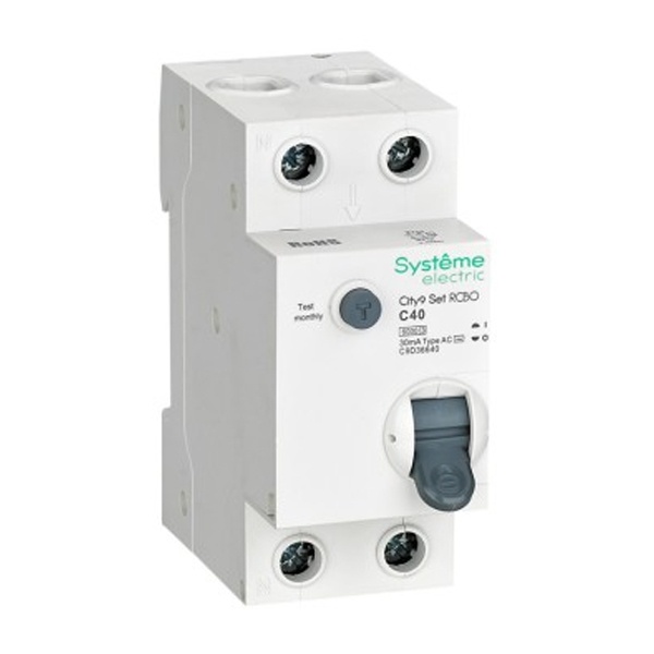 Дифференциальный автомат SE City9 Set электронный C40А 30мА тип АС 2П 6кА (дифавтомат, АВДТ)