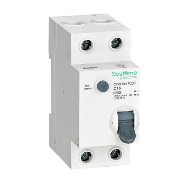 Дифференциальный автомат SE City9 Set электронный C16А 10мА тип А 2П 6кА (дифавтомат, АВДТ)