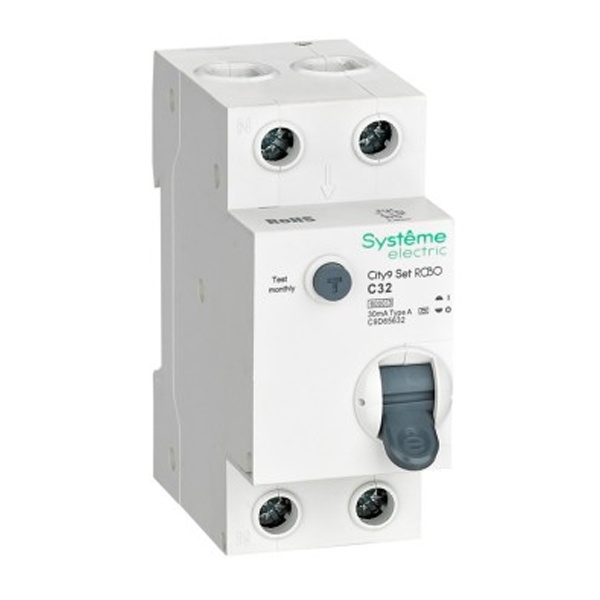 Дифференциальный автомат SE City9 Set электронный C32А 30мА тип А 2П 6кА (дифавтомат, АВДТ)
