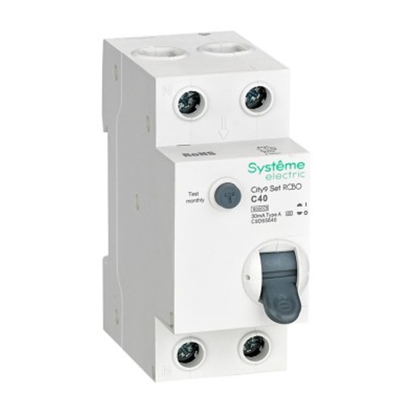 Дифференциальный автомат SE City9 Set электронный C40А 30мА тип А 2П 6кА (дифавтомат, АВДТ)