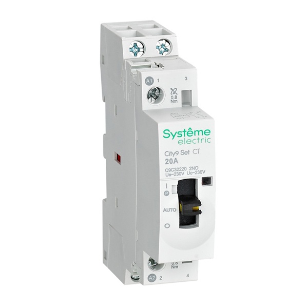 Контактор SE City9 Set модульный 20A 2НО 2P 230В с ручным управлением