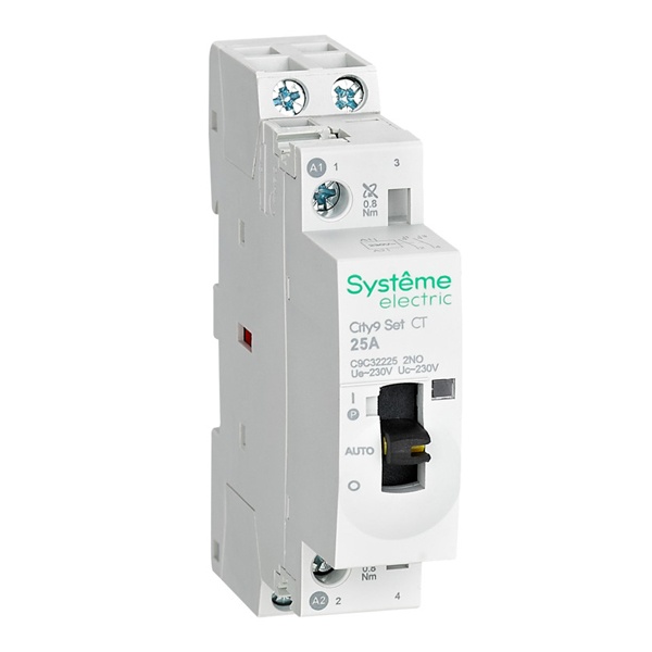 Контактор SE City9 Set модульный 25A 2НО 2P 230В с ручным управлением