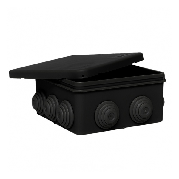 Коробка распаячная EKF КМР-030-014 с крышкой 100х100х50 мм 10 мембранных вводов чёрная IP55