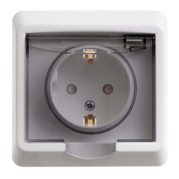 Розетка с заземлением со шторками SE Этюд 16А 250B IP44 скрытой установки, белый