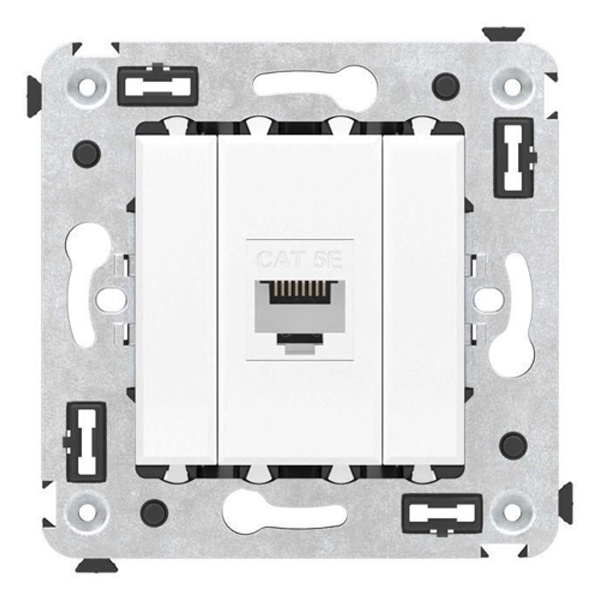 Компьютерная розетка RJ-45 в стену DKC Avanti кат.5e без шторок механизм, белое облако