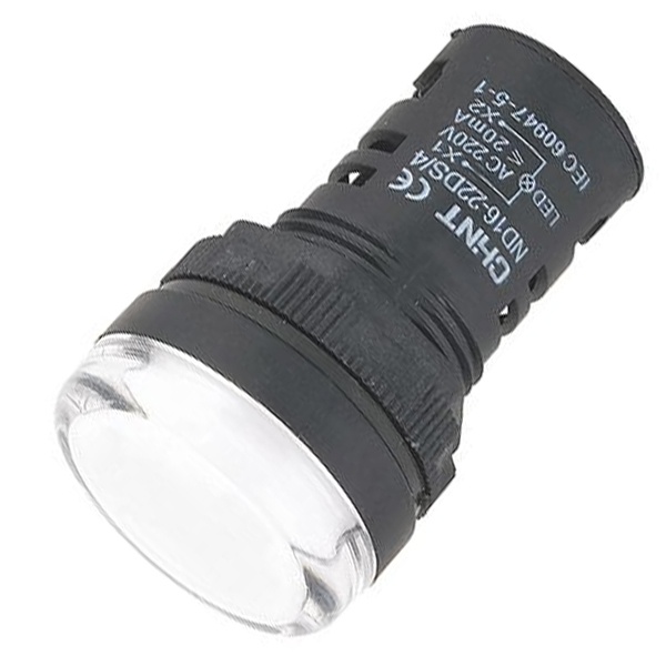 Индикатор Chint компактный со встроенным резистором ND16-22DS/2C белый d22мм АС/DC 24В (R) IP65