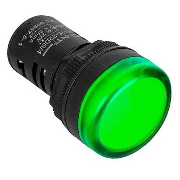 Индикатор Chint компактный со встроенным резистором ND16-22DS/2C зеленый d22мм АС/DC 24В (R) IP65