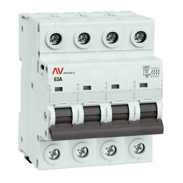 Выключатель нагрузки модульный EKF AVERES AVN 63А 4P трехфазный (рубильник)