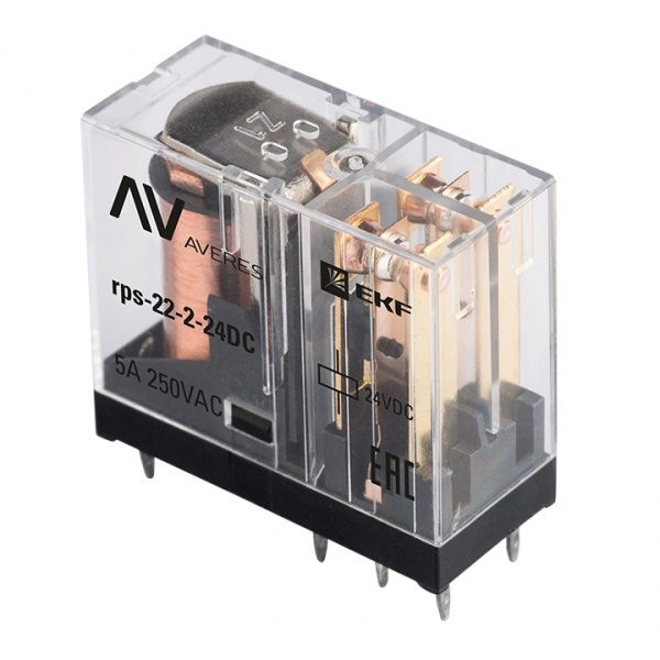 Реле промежуточное EKF AVERES slim 22/2 2NO/NC 5A 24В DC