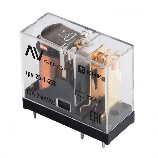 Реле промежуточное EKF AVERES slim 25/1 1NO/NC 10A 230В AC