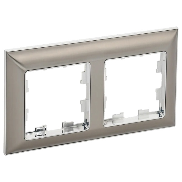 Рамка на 2 поста ИЭК BRITE пластик хром/никель (РУ-2-Бр)