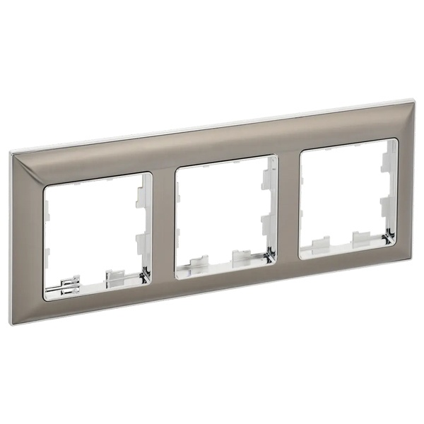 Рамка на 3 поста ИЭК BRITE пластик хром/никель (РУ-3-Бр)