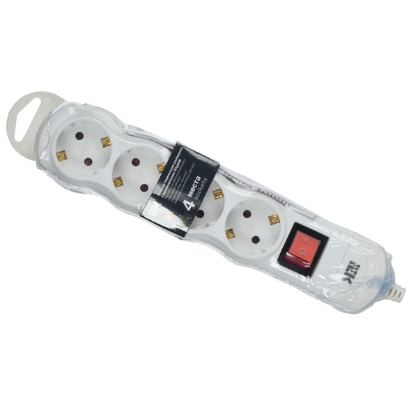 Колодка электрическая на ИЭК РПр05В 5 розеток 16А с заземлением, шторками и выключателем белая