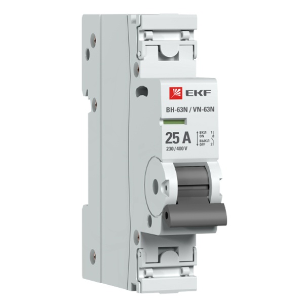 Рубильник модульный EKF PROxima ВН-63N (New) 1P 25А однофазный (выключатель нагрузки)