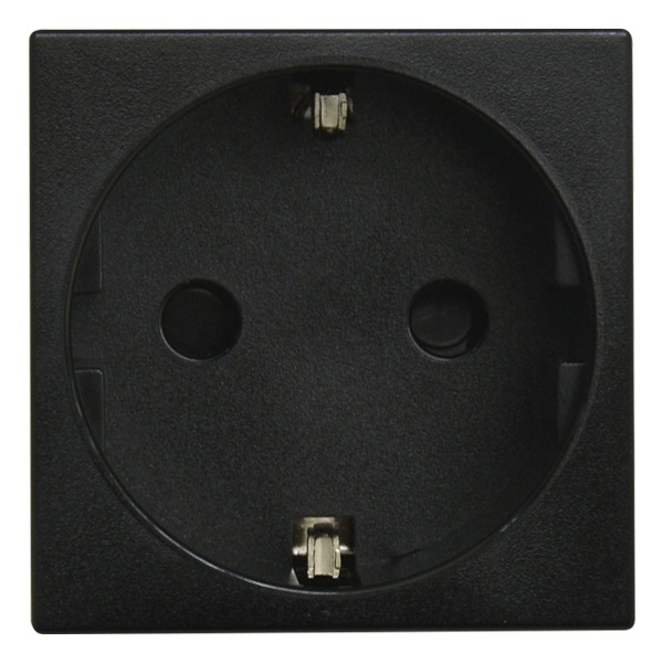 Розетка Donel 2К+З винтовой зажим со шторками 45х45мм матовый черный