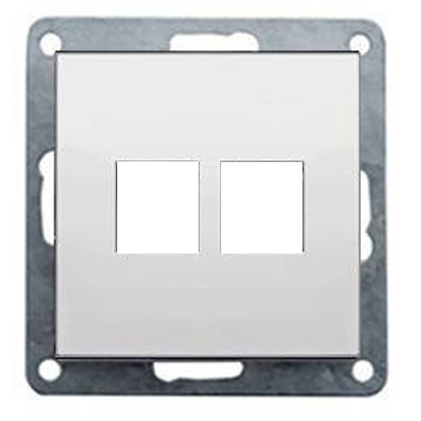 Накладка с суппортом розетки двойной телефонной, компьютерной Экопласт RJ LK80, белый