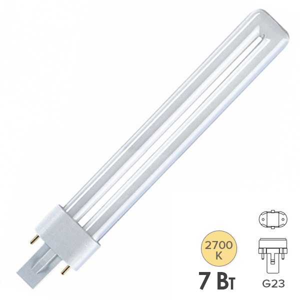 Лампа компактная люминесцентная LightBest LBL S 71019 7W 2700K G23 (аналог PL-S/Dulux S 7W/827)