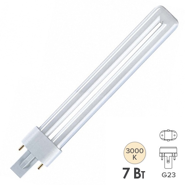 Лампа компактная люминесцентная LightBest LBL S 71022 7W 3000K G23 (аналог PL-S/Dulux S 7W/830)