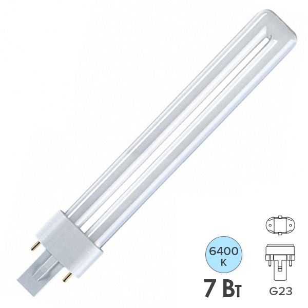 Лампа компактная люминесцентная LightBest LBL S 71028 7W 6400K G23 (аналог PL-S/Dulux S 7W/865)