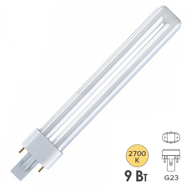 Лампа компактная люминесцентная LightBest LBL S 71014 9W 2700K G23 (аналог PL-S/Dulux S 9W/827)