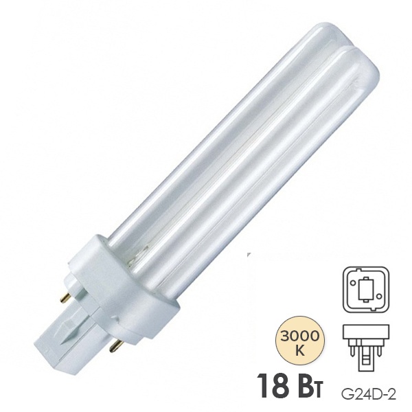 Лампа компактная люминесцентная LightBest LBL D 71017 18W 3000K G24d-2 (аналог PL-C/Dulux D 18W/830)