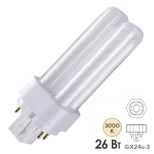 Лампа компактная люминесцентная LBL T/E 71016 26W 3000K GX24q-3 (аналог PL-T/Dulux T/E Plus 26W/830)