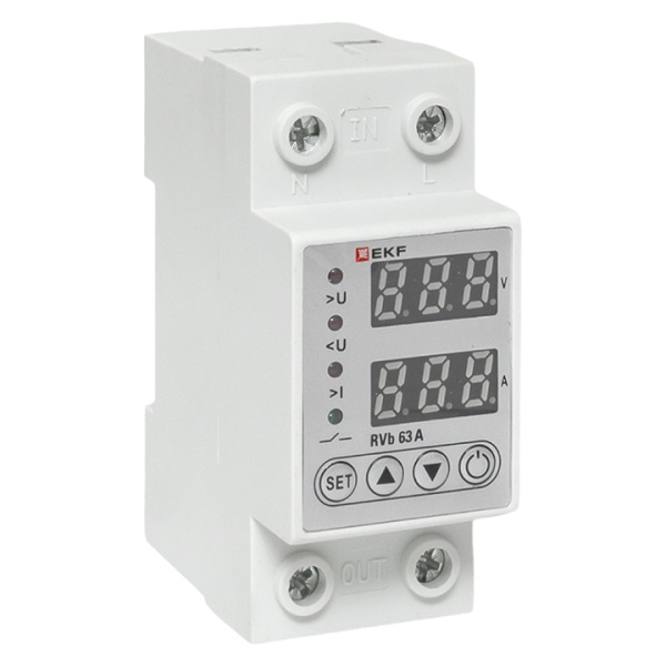 Реле напряжения и тока с дисплеем EKF RVb 63A 1НО 230-300В 50Гц EKF