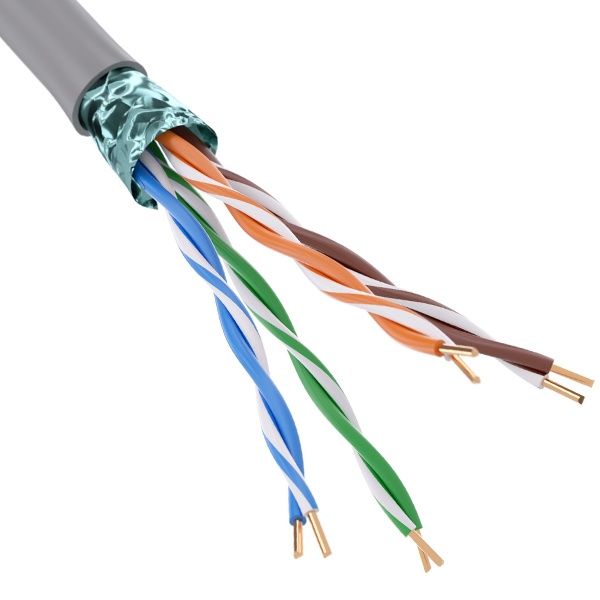 Кабель витая пара DKC экранированный F/UTP 4х2х24AWG нг(А)-HF cat 5e серый [305м] (провод для интернета)