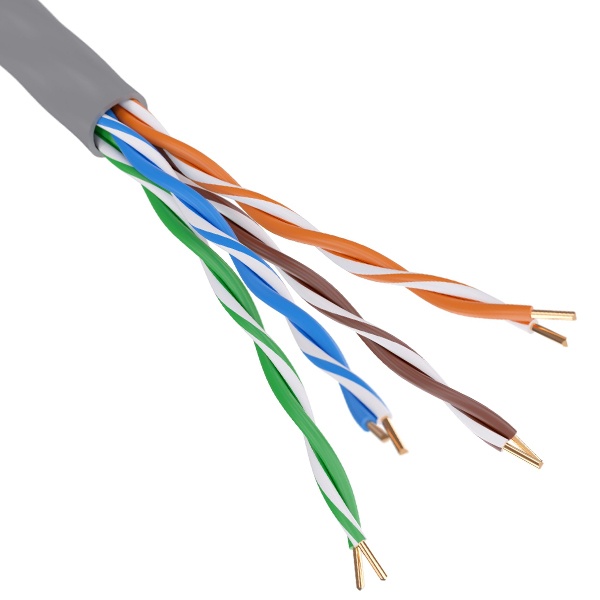 Кабель витая пара DKC неэкранированный U/UTP 24AWG нг(А)-LSLTx cat 5e серый 4 пары [305м] (провод для интернета)
