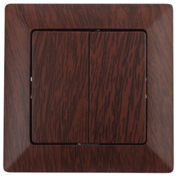 Выключатель двойной Intro 10А-250В Solo, венге 4-104-10