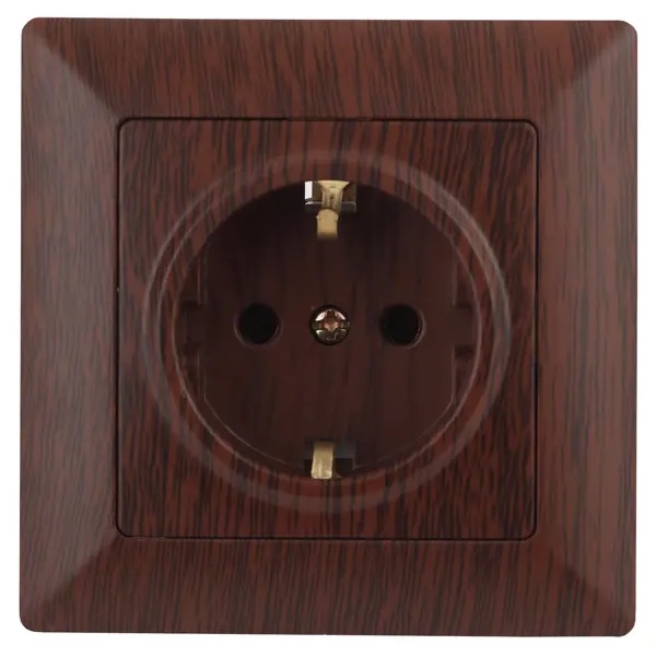 Розетка Intro 2Р+Е Schuko 16А-250В Solo, венге 4-202-10