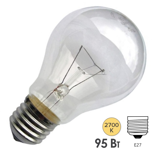 Лампа накаливания Favor ЛОН A50 95W 220V E27 прозрачный