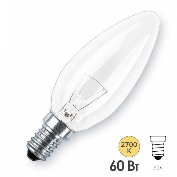 Лампа накаливания свеча Favor ДС B36 60W 220V E14 прозрачная
